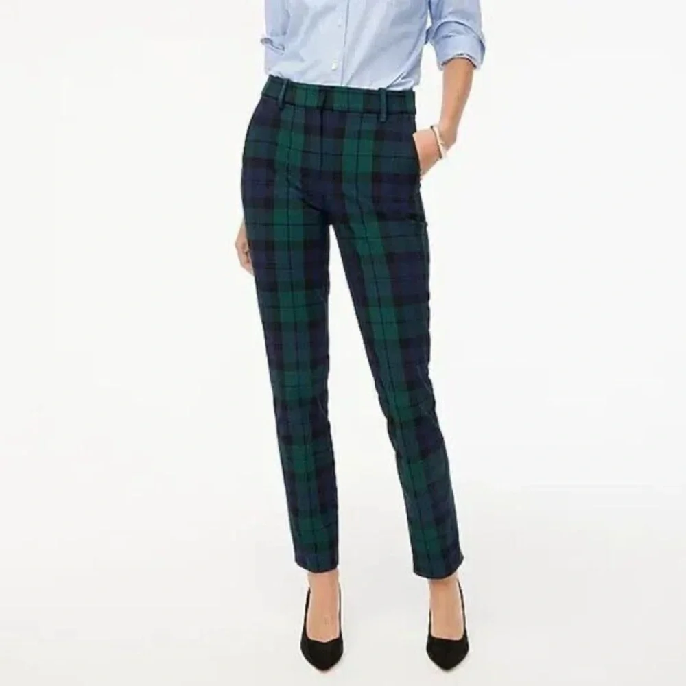 J.Crew Ruby Plaid Dress Pants Size 6 Black Watch Tartan